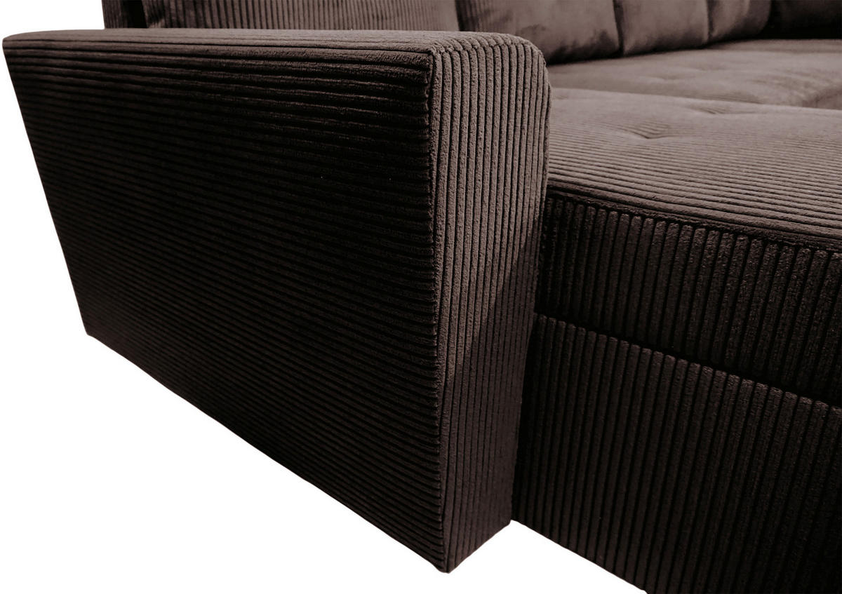 WOHNLANDSCHAFT TERMOLI Braun Cord  - Schwarz/Braun, Design, Kunststoff/Textil (155/297/212cm) - MID.YOU