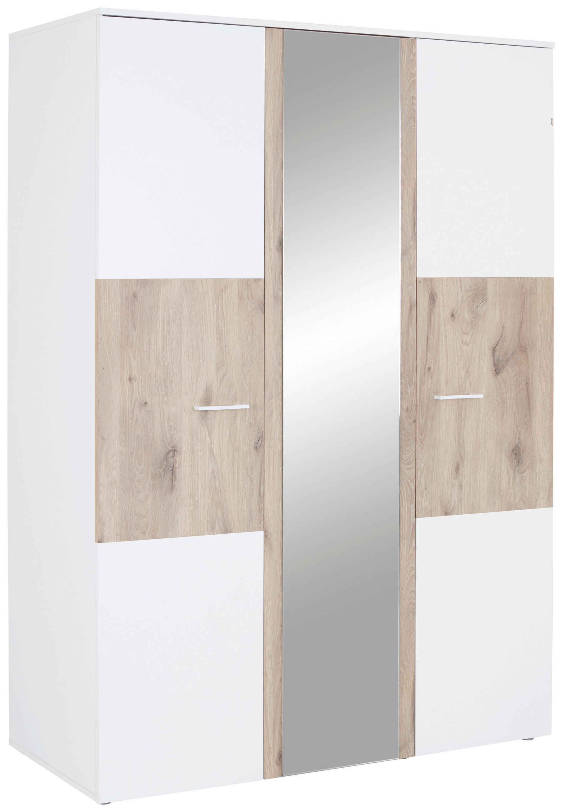 KLEIDERSCHRANK 135/195/60 cm 3-türig Weiß, Eichefarben  - Eichefarben/Weiß, KONVENTIONELL, Holzwerkstoff/Kunststoff (135/195/60cm) - MID.YOU