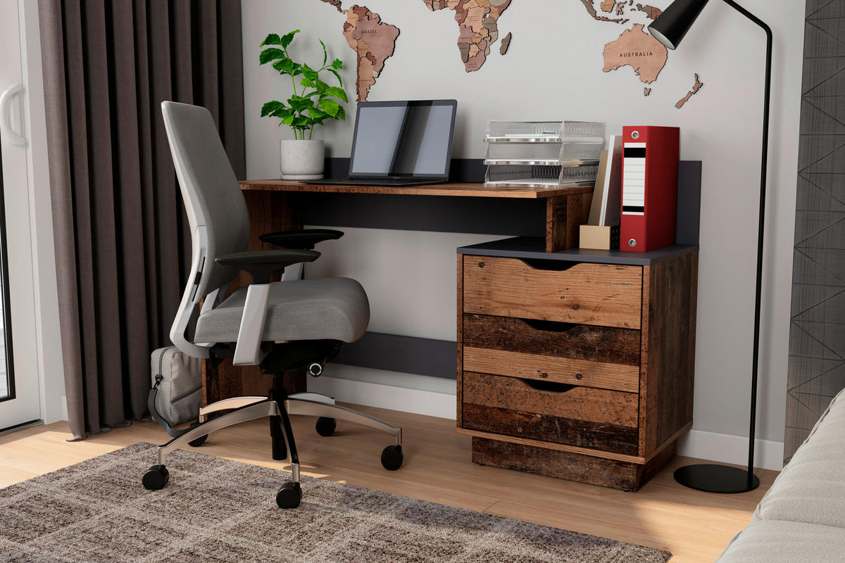 SCHREIBTISCH 138/51,5/83,5 cm  in Anthrazit, Alteiche  - Alteiche/Anthrazit, MODERN, Holzwerkstoff (138/51,5/83,5cm) - MID.YOU