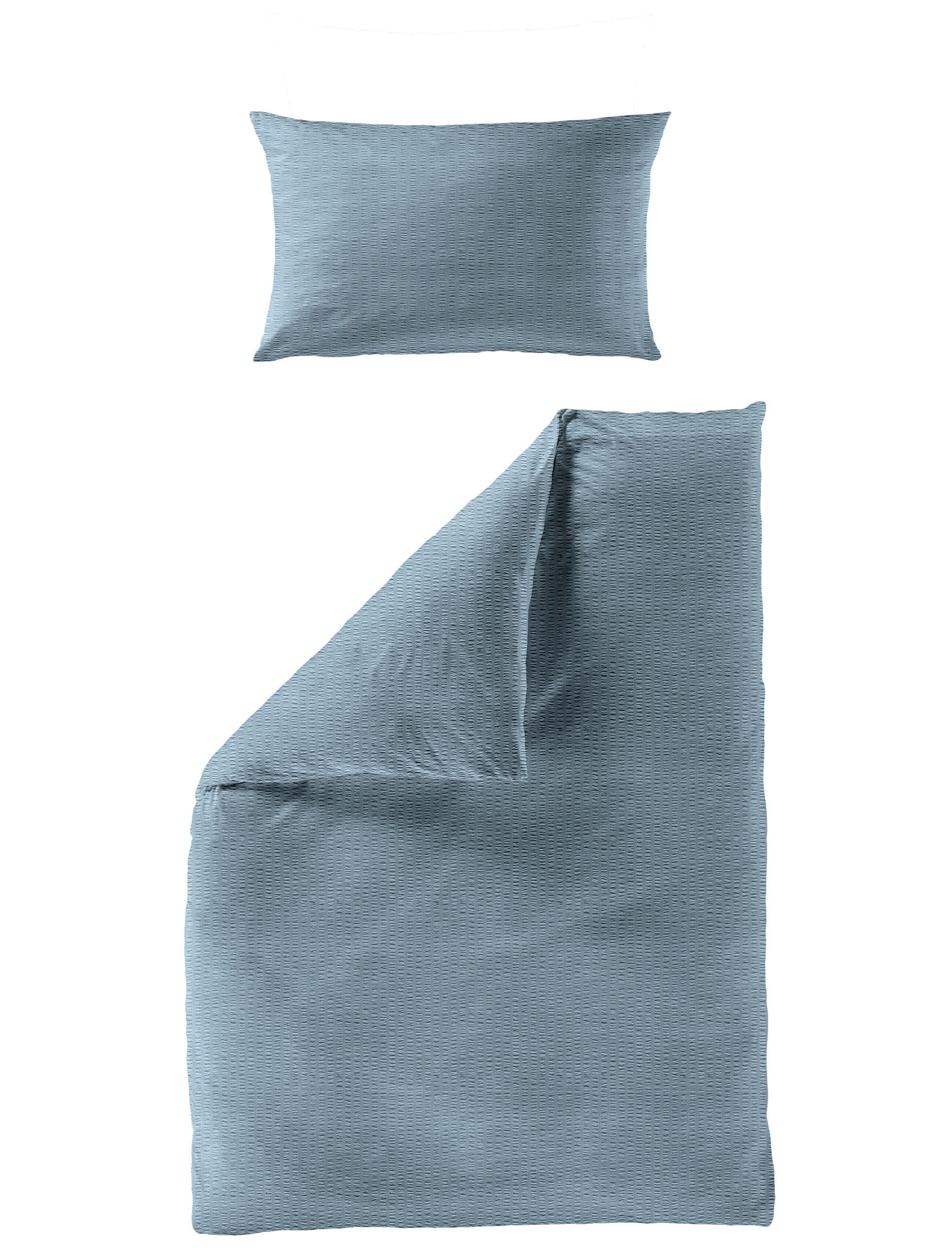 BETTWÄSCHE Seersucker 155/220 cm  - Blau, Basics, Textil (155/220cm) - Bierbaum