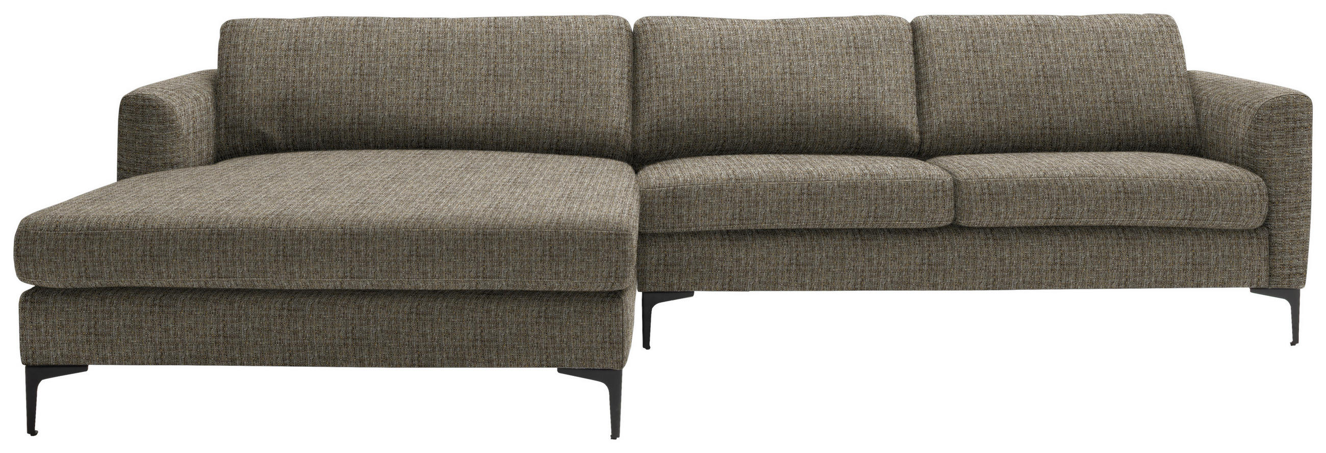ECKSOFA in Flachgewebe Braun  195/310 cm  - Schwarz/Braun, Design, Textil/Metall (195/310cm) - Schöner Wohnen