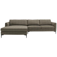 ECKSOFA in Flachgewebe Braun  195/310 cm  - Schwarz/Braun, Design, Textil/Metall (195/310cm) - Schöner Wohnen