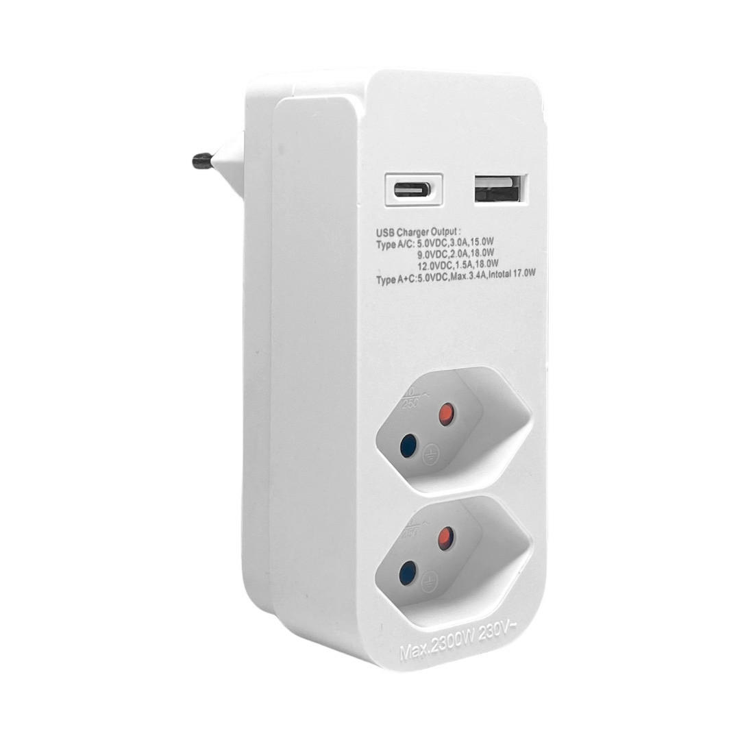 ADAPTERSTECKER - Weiss, Basics (11.50/8,00/4,5cm) - Eglo