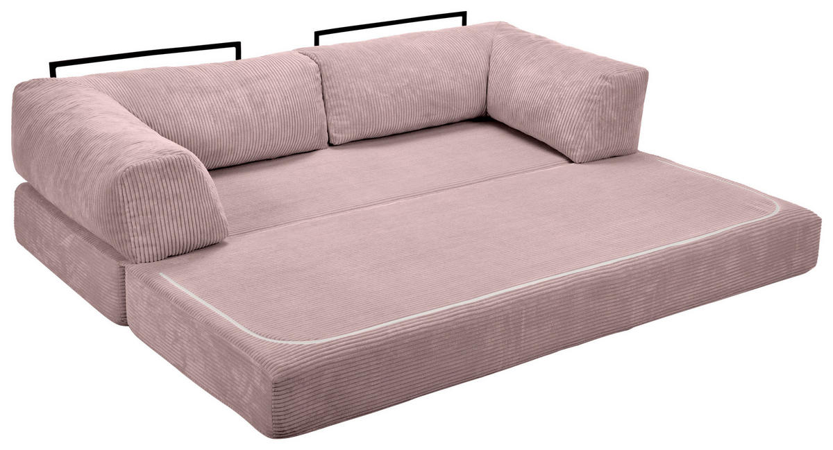 SCHLAFSOFA Cord Altrosa  - Altrosa, KONVENTIONELL, Textil/Metall (200/77/80cm) - Carryhome