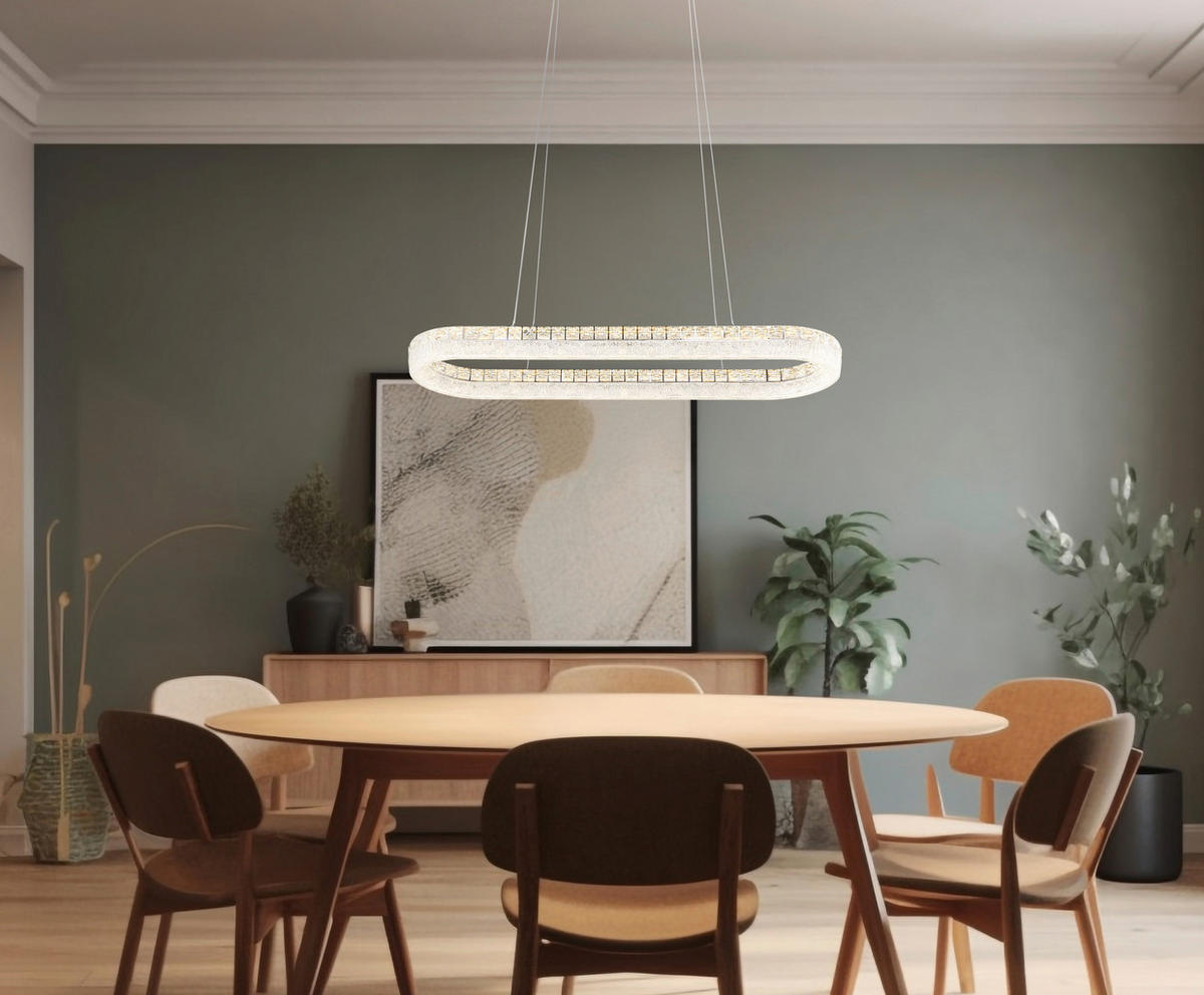 LED-HÄNGELEUCHTE 120/31,5/100,1 cm  - Klar/Chromfarben, KONVENTIONELL, Glas/Kunststoff (120/31,5/100,1cm) - Globo