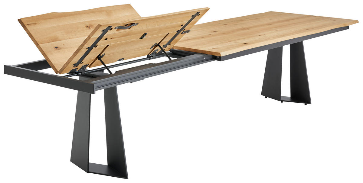 ESSTISCH in Holz, Metall 220/100/75 cm  - Wildeiche/Anthrazit, Design, Holz/Metall (220/100/75cm) - Venjakob