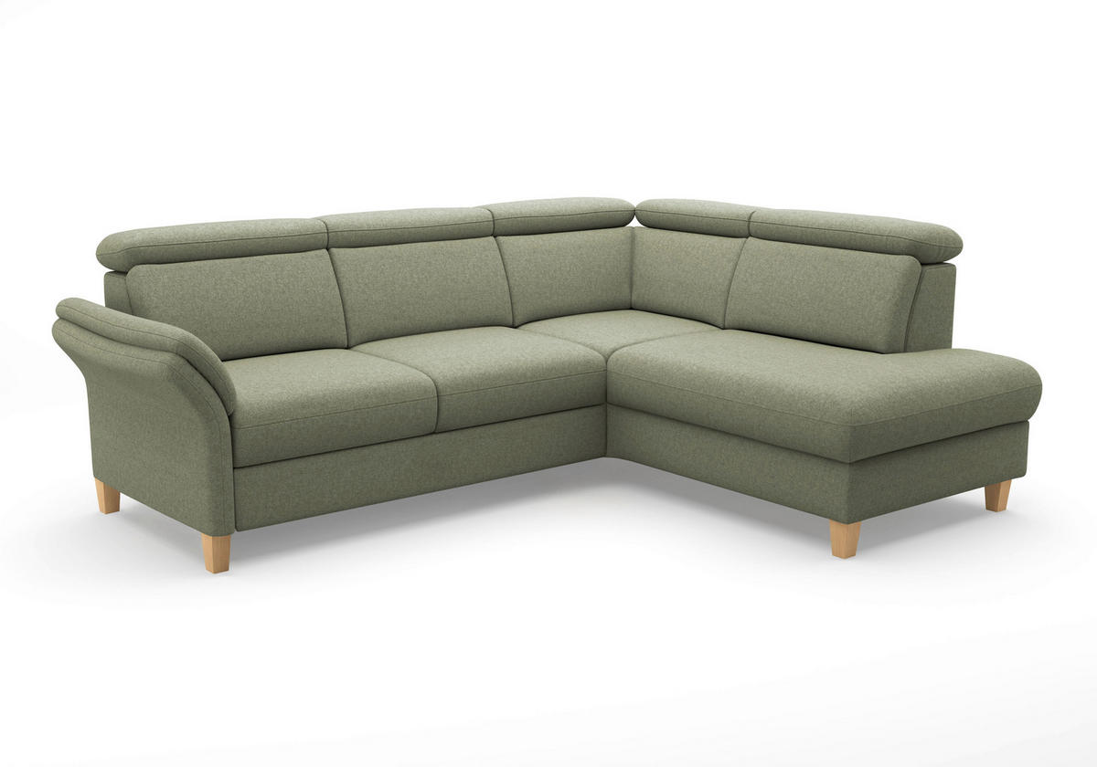 ECKSOFA Flachgewebe Olivgrün  - Eichefarben/Olivgrün, Konventionell, Holz/Textil (247/193cm) - Sit & More