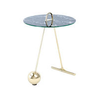 BEISTELLTISCH Metall, Glas  - Goldfarben/Schwarz, Basics, Glas/Metall (46/60cm) - Kayoom