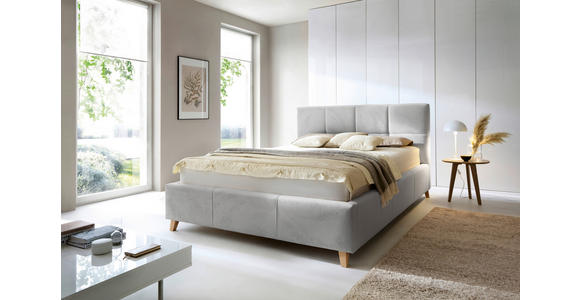 POLSTERBETT Bettkasten, Lattenrost 180/200 cm in Grau - Buchefarben/Grau, KONVENTIONELL, Holz/Textil (180/200cm) - Carryhome