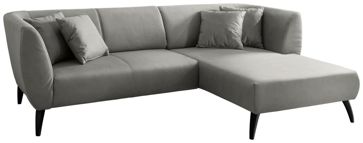 ECKSOFA in Lederlook Grau  - Schwarz/Grau, Modern, Holz/Textil (264/160cm) - Livetastic