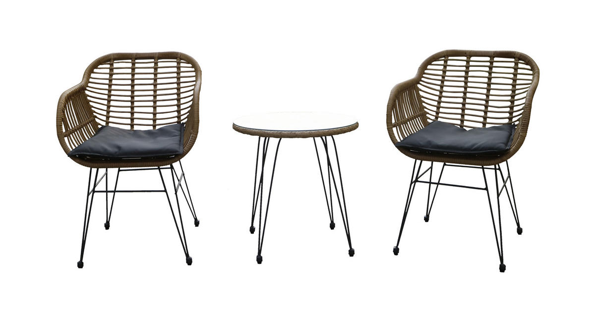 BALKONSET  - Dunkelgrau/Naturfarben, MODERN, Glas/Kunststoff - Ambia Garden