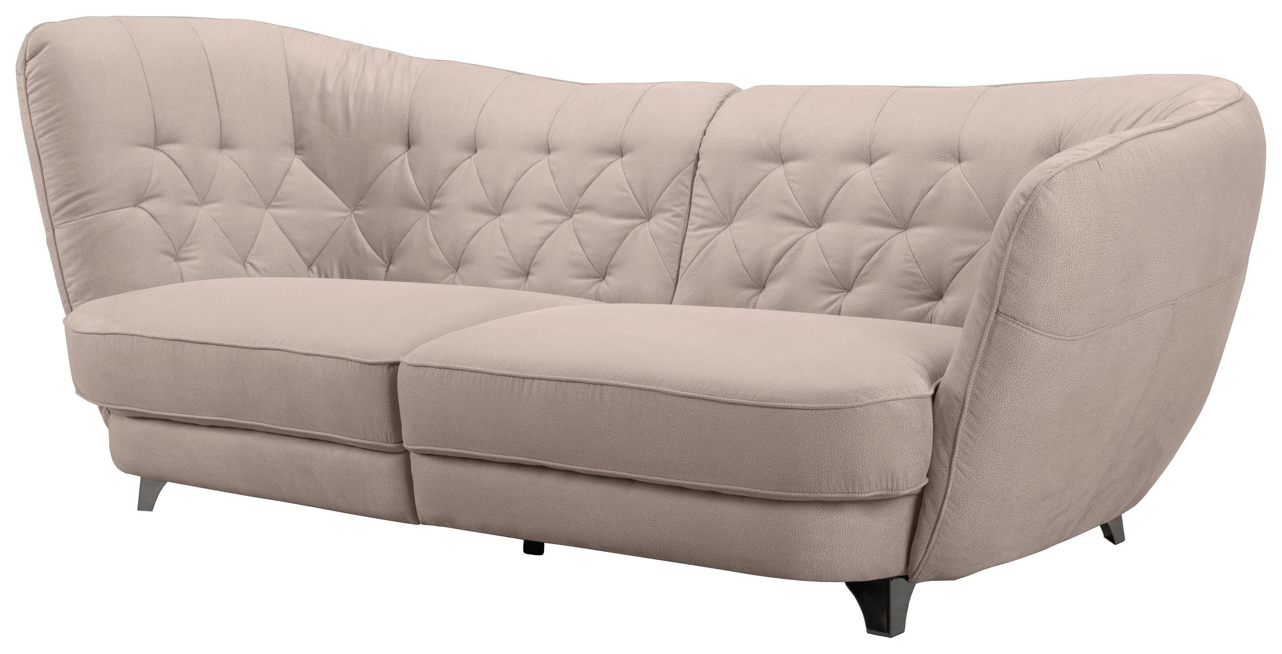 BIGSOFA Flachgewebe Creme  - Chromfarben/Creme, MODERN, Textil/Metall (256/85/115cm) - MID.YOU