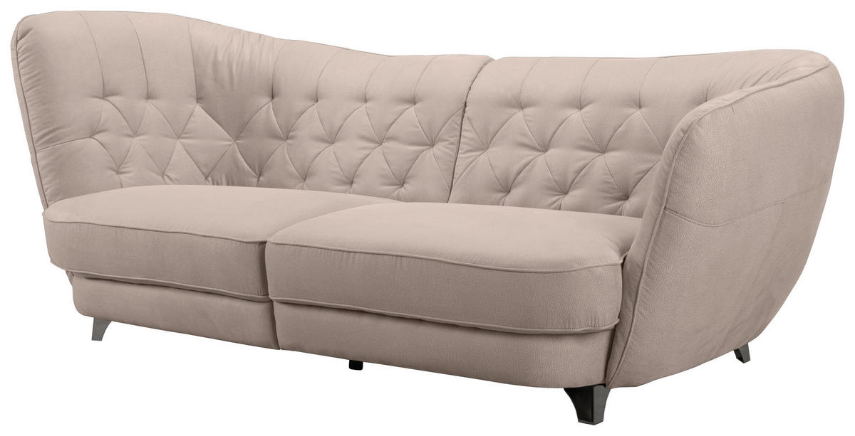 BIGSOFA in Flachgewebe Creme  - Chromfarben/Creme, Modern, Textil/Metall (256/85/115cm) - MID.YOU