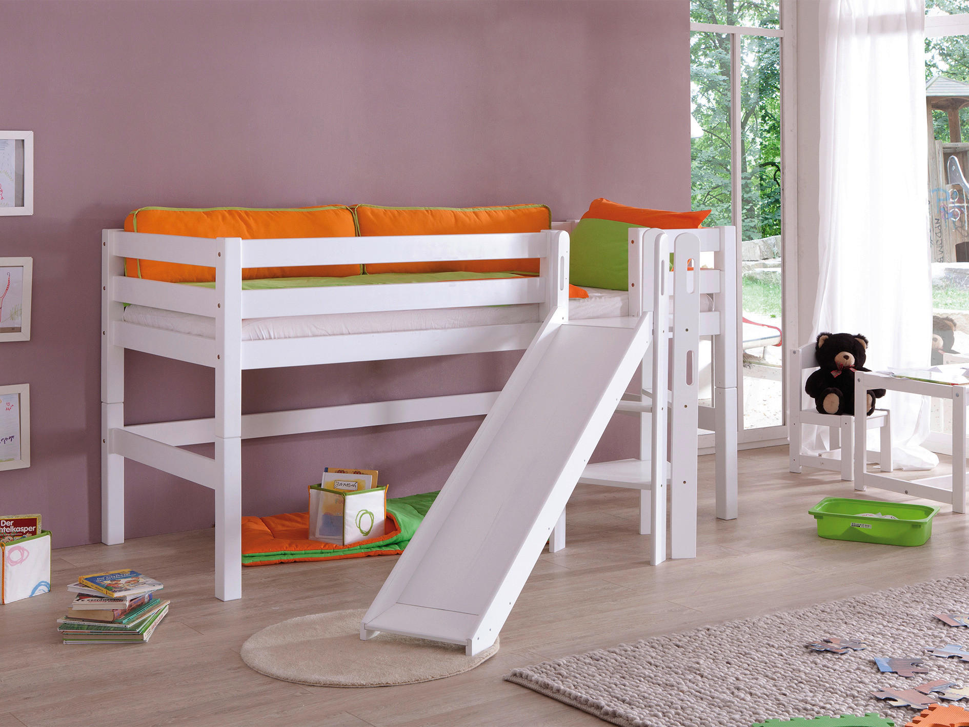 SPIELBETT Buche massiv 90/200 cm Weiß  - Weiß, Design, Holz (90/200cm) - MID.YOU