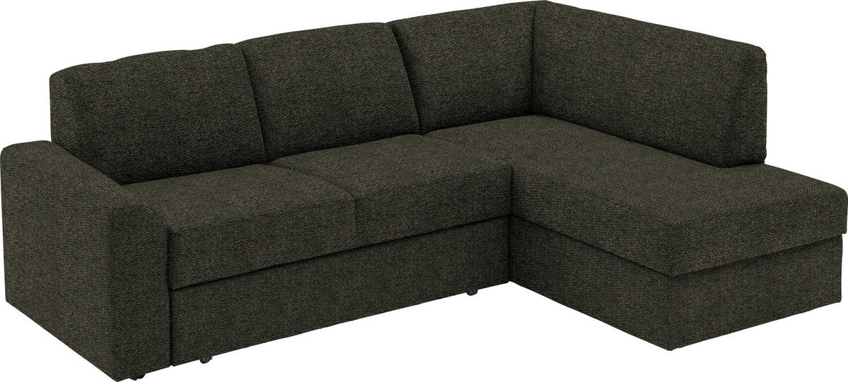ECKSOFA in Webstoff Dunkelgrün  224/165 cm  - Dunkelgrün/Schwarz, KONVENTIONELL, Kunststoff/Textil (224/165cm) - Xora