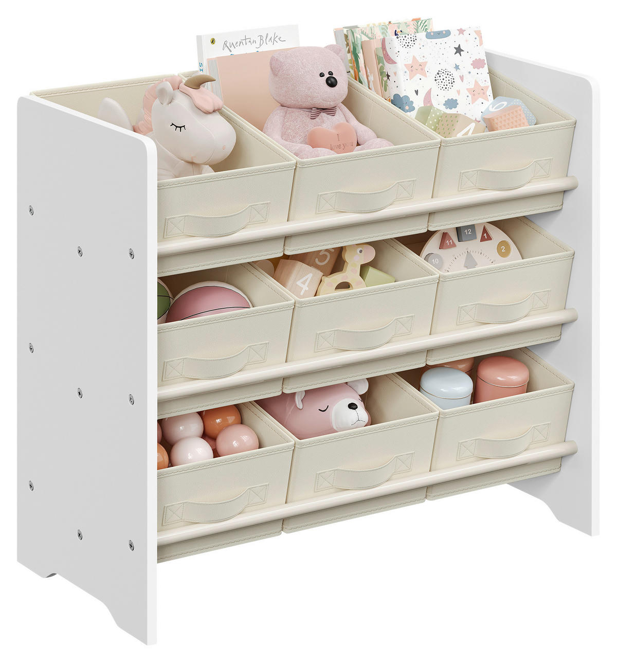 KINDERREGAL Weiß, Beige  - Beige/Weiß, MODERN, Holzwerkstoff/Textil (62,5/60/29,5cm) - MID.YOU