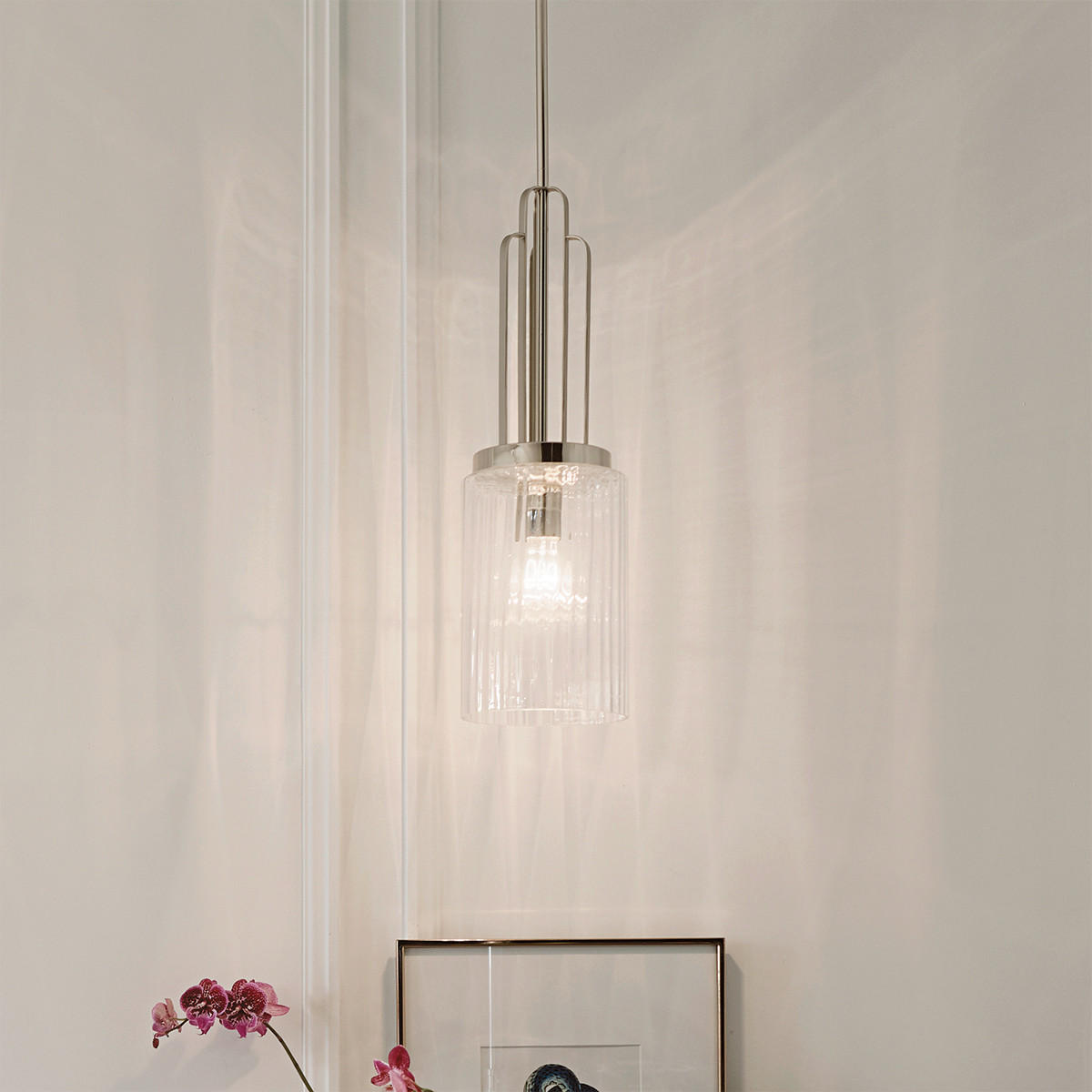 HÄNGELEUCHTE 17.8/69.8 cm    - Nickelfarben, Konventionell, Glas/Metall (17.8/69.8cm) - Elstead Lighting