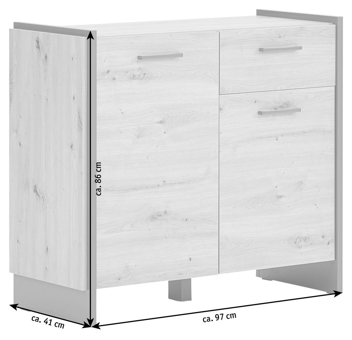 KOMODA   97,1/86,01/41,3 cm   siva, boje hrasta  - siva/boje hrasta, Trend, drvni materijal/plastika (97,1/86,01/41,3cm) - Carryhome