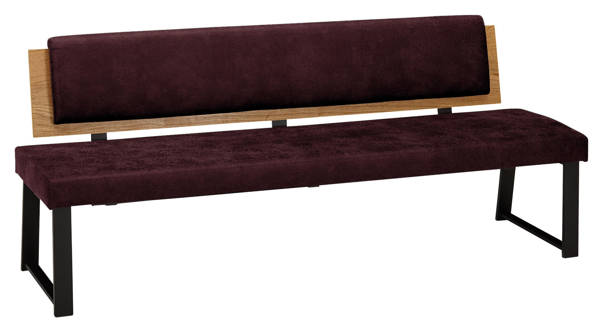 SITZBANK Holz, Metall, Textil Weinrot  - Weinrot/Schwarz, Modern, Holz/Textil (200/85/60cm) - Venda