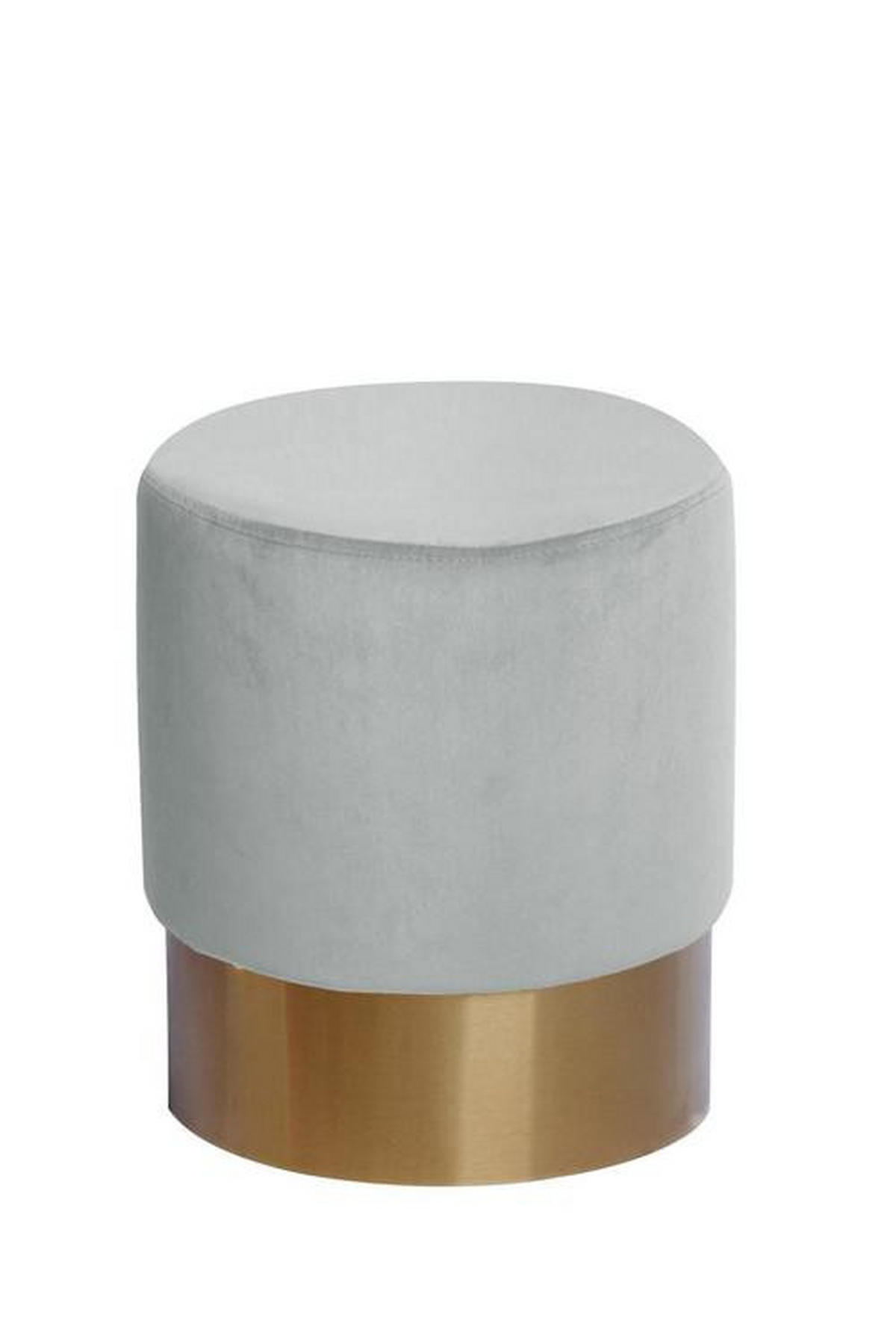 HOCKER Samt Kiefer Weiß, Mintgrün  - Goldfarben/Weiß, Basics, Holz/Textil (35/42cm) - Kayoom