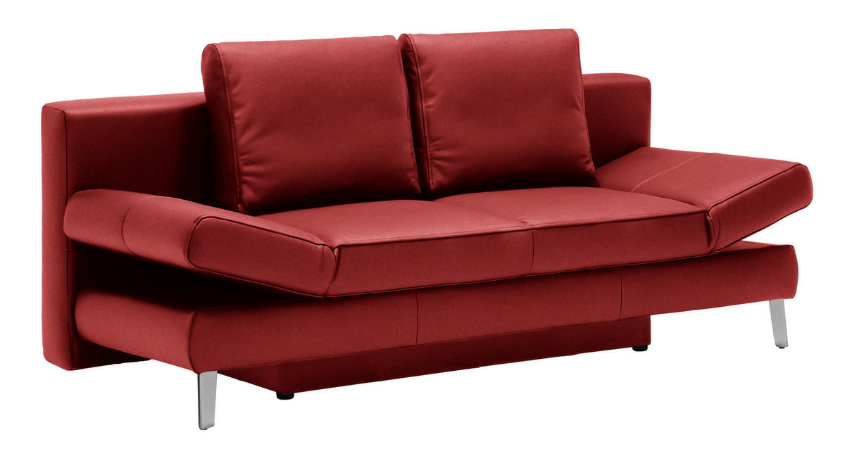 SCHLAFSOFA Rot Echtleder  - Chromfarben/Rot, MODERN, Leder/Metall (200/85/90cm) - Novel