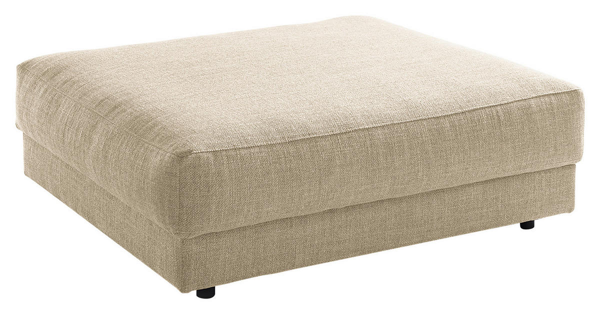 HOCKER Webstoff Beige  - Beige/Schwarz, Design, Kunststoff/Textil (105/38/117cm) - home24