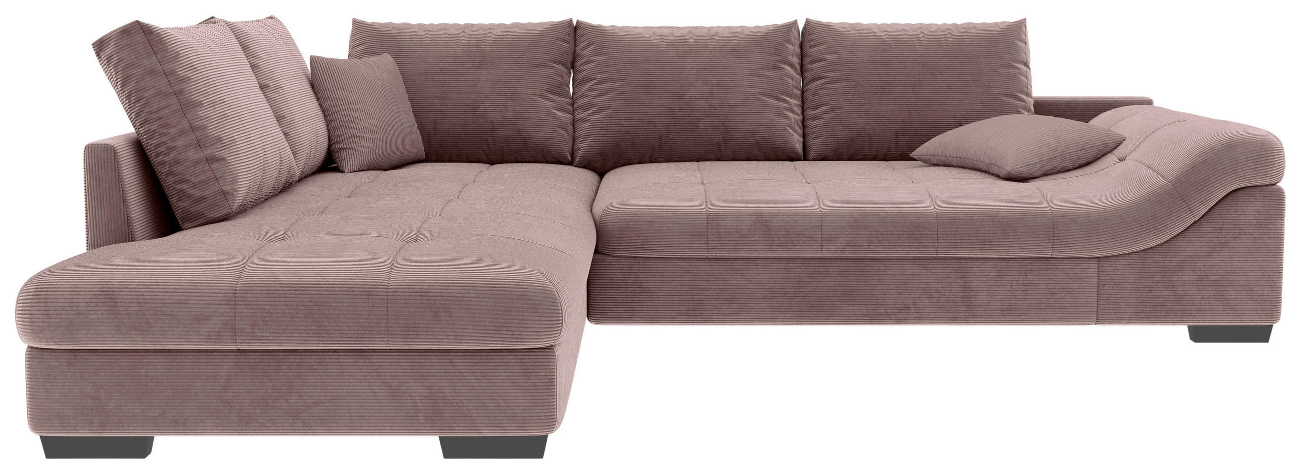 ECKSOFA Altrosa Cord Zierkissen, Rückenkissen, Rücken echt  - Schwarz/Altrosa, KONVENTIONELL, Holz/Textil (202/298cm) - Carryhome