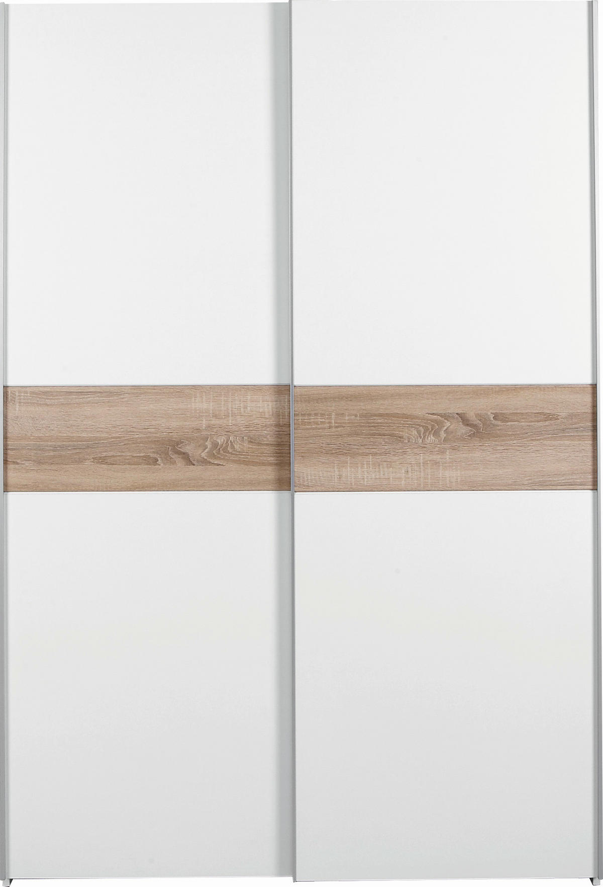 OMARA Z DRSNIMI VRATI, bela, hrast sonoma  - bela/barve aluminija, Basics, kovina/leseni material (125/195/58cm) - Boxxx