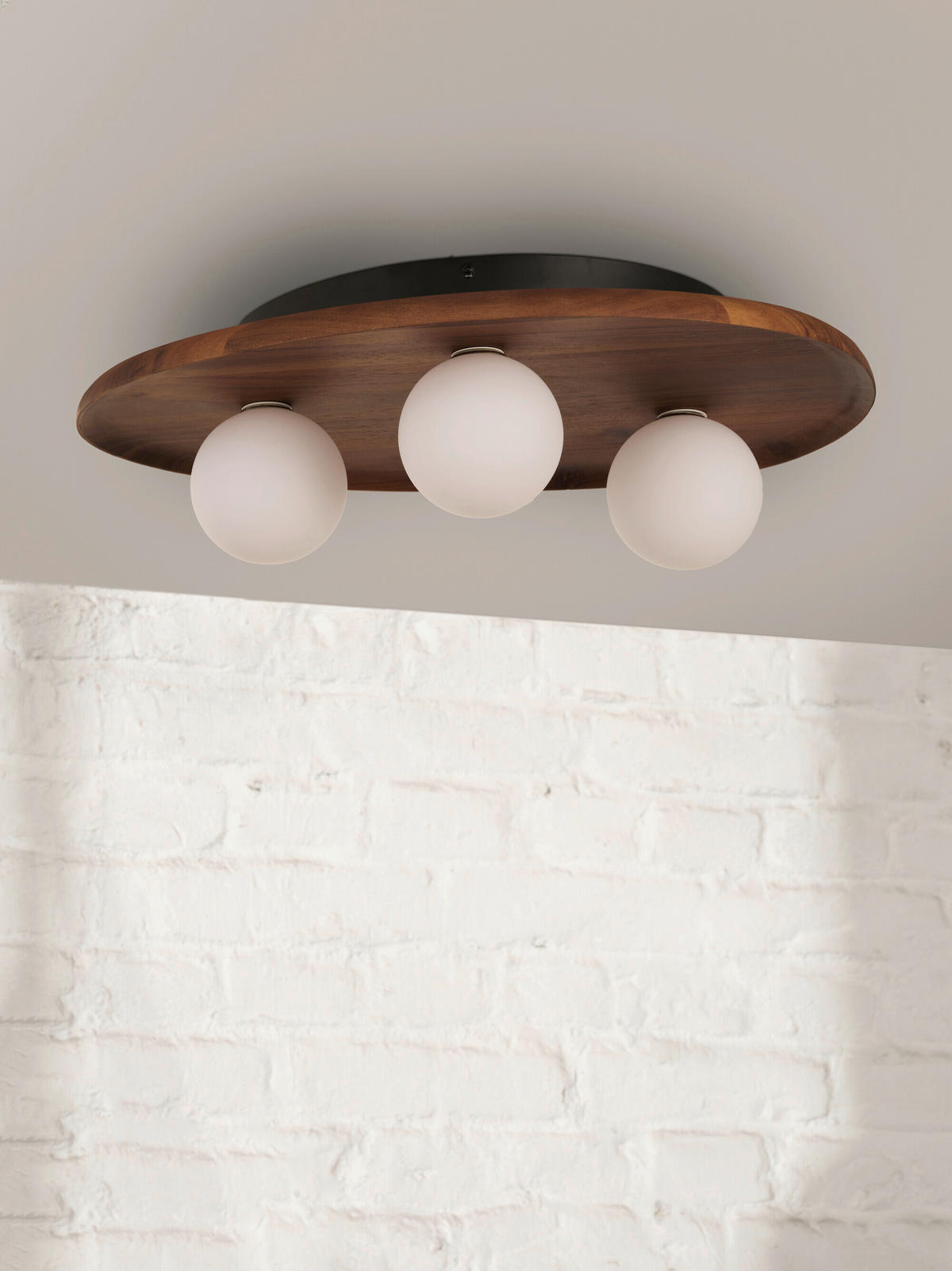 DECKENLEUCHTE    50/38,5/15,5 cm  - Akaziefarben, Basics, Glas/Holz (50/38,5/15,5cm) - Osram