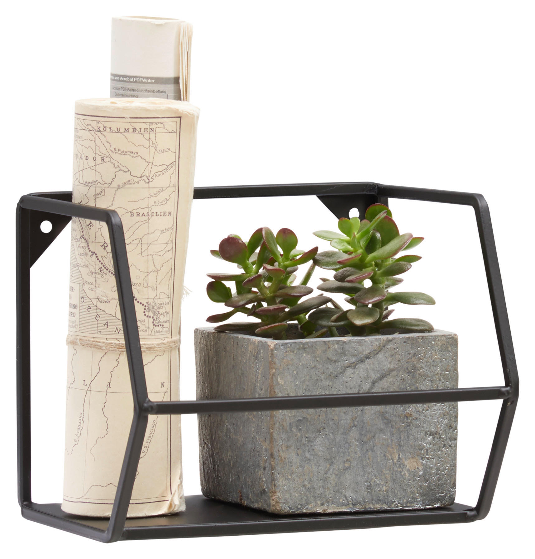 NÁSTENNÝ REGÁL, čierna - čierna, Trend, kov (20/16/16cm) - Landscape