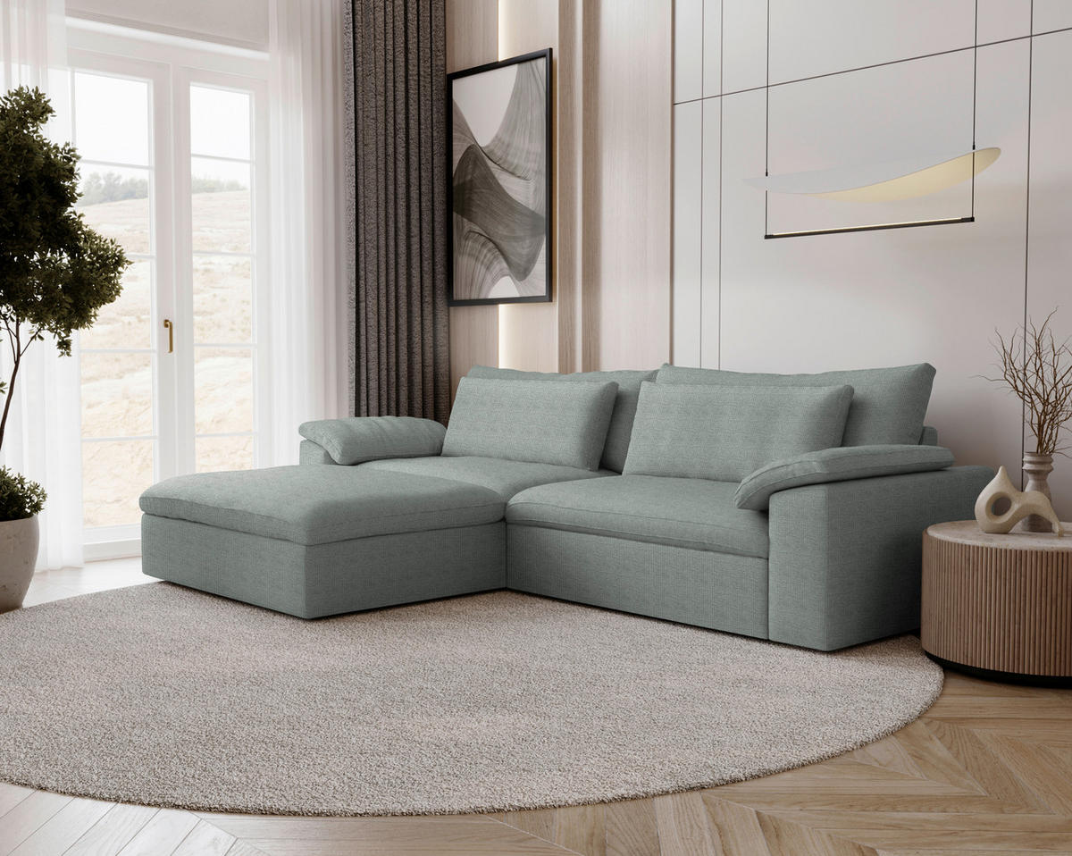 ECKSOFA  Chenille Grau  - Schwarz/Grau, Modern, Kunststoff/Textil (198/306cm) - Carryhome