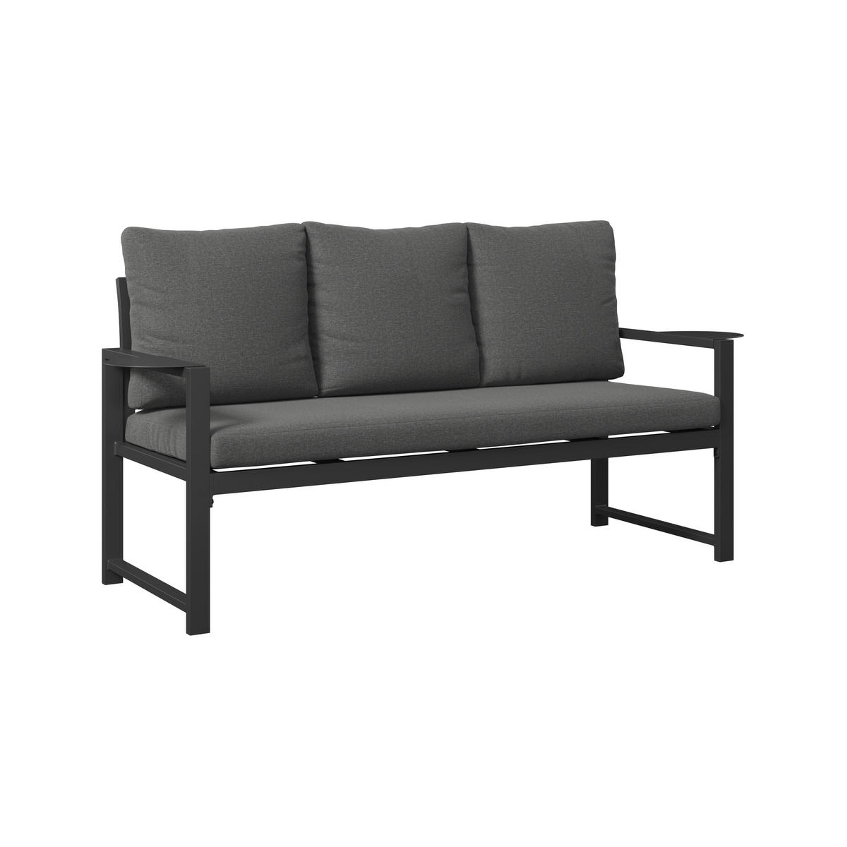 LOUNGEGARNITUR 2-teilig   191,5/81/67 cm Stahl  - Dunkelgrau, MODERN, Textil/Metall (191,5/81/67cm) - Ambia Garden