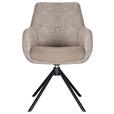 ARMLEHNSTUHL  Stoffauswahl, Sitzfläche 360° drehbar Webstoff  - Taupe/Schwarz, Design, Textil/Metall (59/91/69cm) - Novel