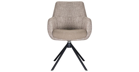 ARMLEHNSTUHL  Stoffauswahl, Sitzfläche 360° drehbar Webstoff  - Taupe/Schwarz, Design, Textil/Metall (59/91/69cm) - Novel