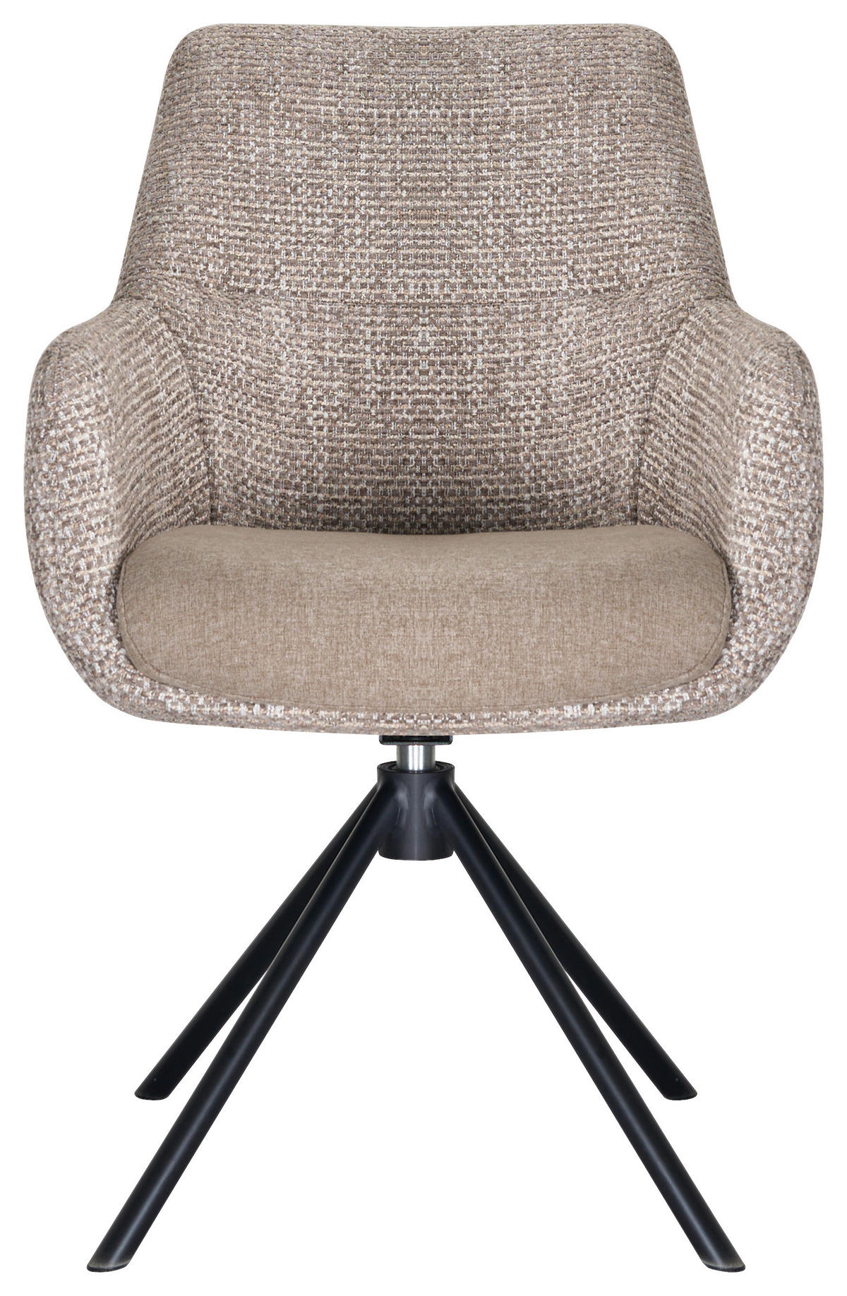 ARMLEHNSTUHL  Stoffauswahl, Sitzfläche 360° drehbar Webstoff  - Taupe/Schwarz, Design, Textil/Metall (59/91/69cm) - Novel