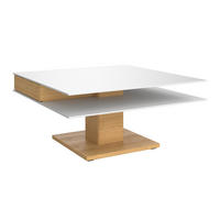COUCHTISCH in Holz, Glas, Holzwerkstoff 90/90/43 cm  - Weiss/Eichefarben, Design, Glas/Holz (90/90/43cm) - Voglauer