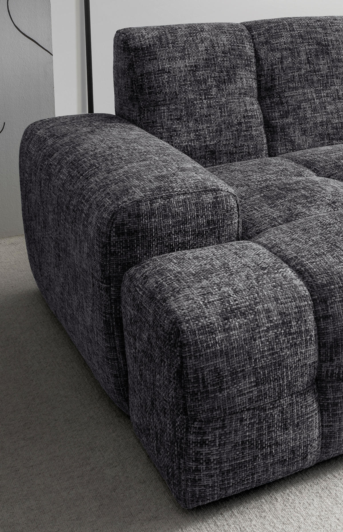 BIGSOFA in Struktur Schwarz  - Schwarz, Modern, Kunststoff/Textil (304/87/155cm) - Livetastic