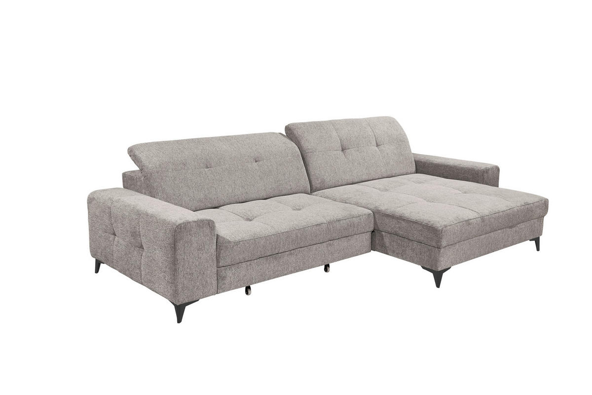 ECKSOFA SORELLA in Mikrovelours Taupe Kopfteilverstellung, Sitztiefenverstellung  328/182 cm  - Taupe/Schwarz, Design, Kunststoff/Textil (328/182cm) - MID.YOU