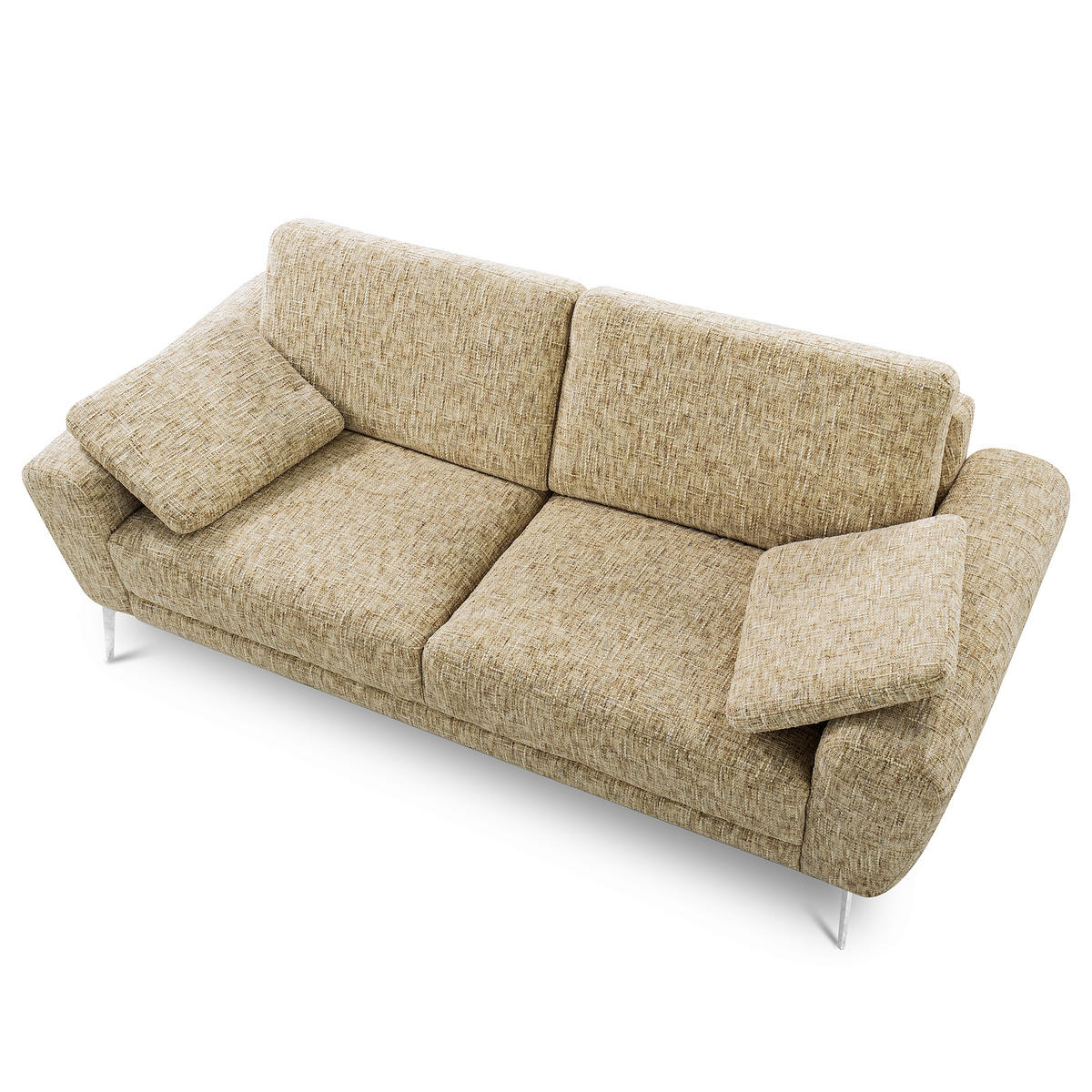3-SITZER-SOFA SPRING in Webstoff Hellbraun Modern  - Chromfarben/Hellbraun, Design, Textil/Metall (187/85/92cm) - Livetastic