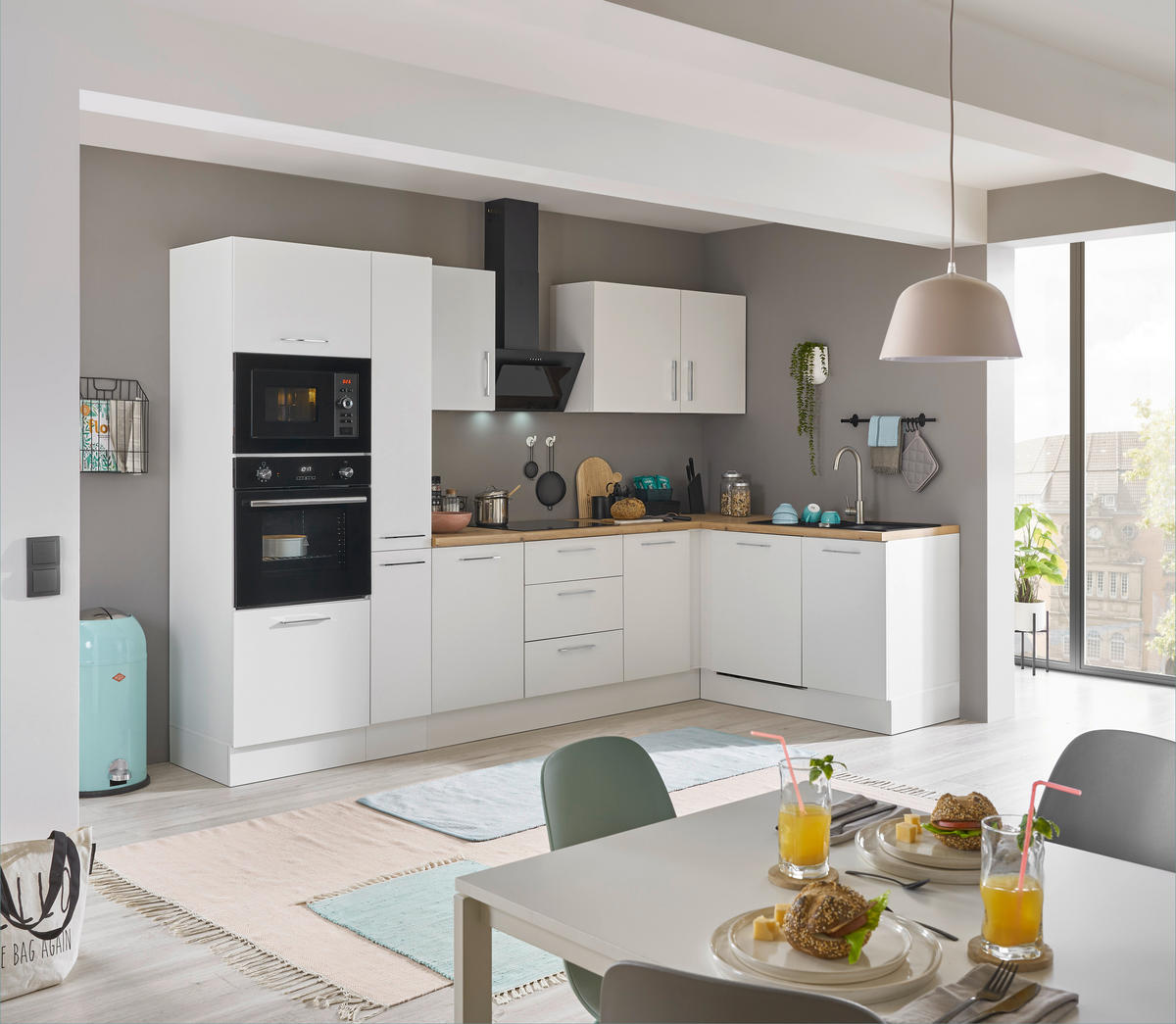 ECKKÜCHE 310/175 cm  in Weiß, Eiche Artisan  - Chromfarben/Weiß, Basics, Holzwerkstoff/Metall (310/175cm) - MID.YOU