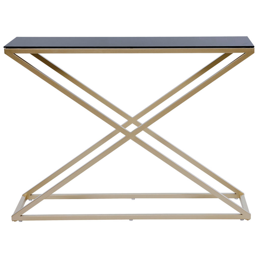Thumbnail - Livetastic Konsolentisch, Schwarz, Gold, Metall, Glas, X-Form, 30x74x100 cm, einfacher Aufbau, Wohnzimmer, Wohnzimmertis...