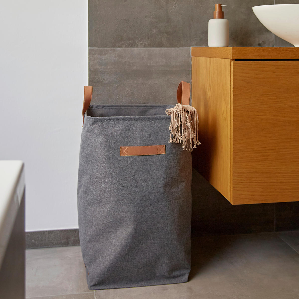 WÄSCHEKORB - Grau, Basics, Textil (35/35/58cm) - Store It