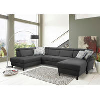 WOHNLANDSCHAFT Grau, Schwarz Mikrofaser  - Schwarz/Grau, KONVENTIONELL, Textil/Metall (193/317/165cm) - Sit & More