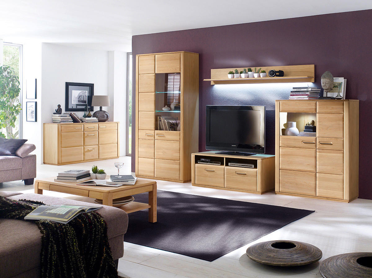 WOHNWAND  in Eichefarben 357/209/51 cm  - Eichefarben, Design, Glas/Holz (357/209/51cm) - Livetastic