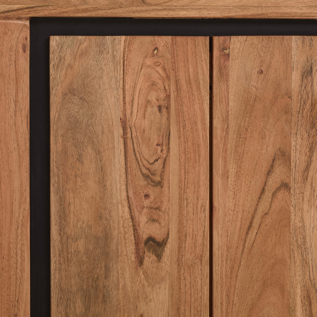 SIDEBOARD  in 175/80/40 cm  - Schwarz/Akaziefarben, Natur, Glas/Holz (175/80/40cm) - Livetastic