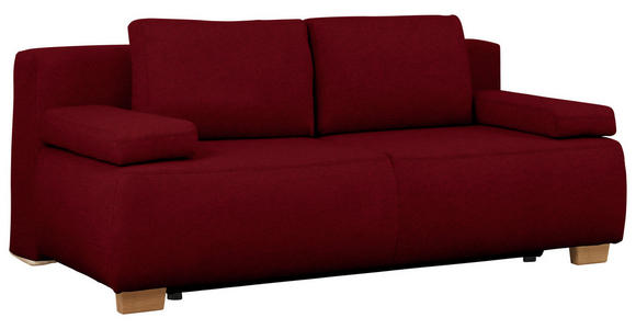 BOXSPRINGSOFA in Webstoff Dunkelrot - Naturfarben/Dunkelrot, MODERN, Holz/Textil (205/93/108cm) - Venda