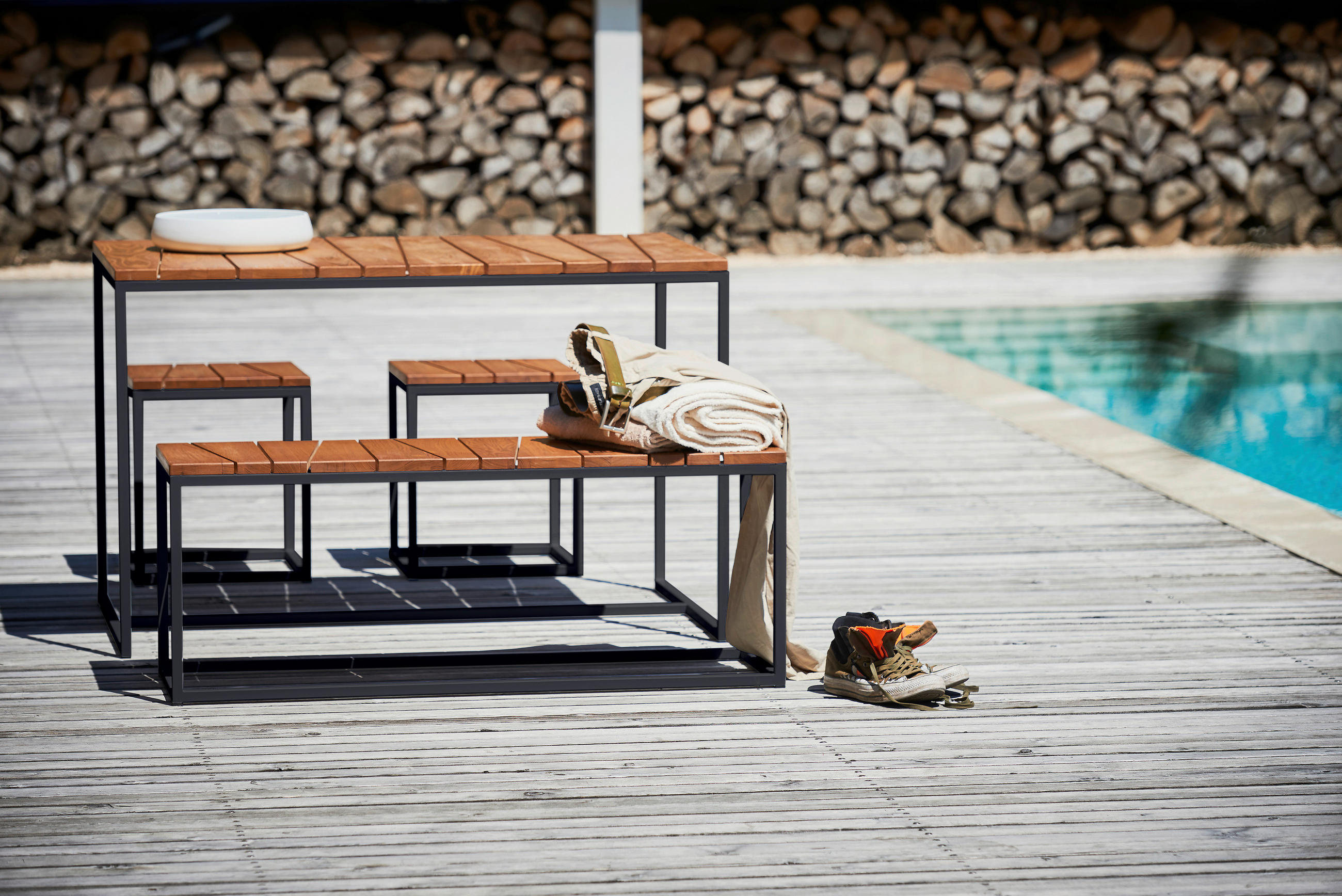 Thumbnail - Jan Kurtz Gartenset, Schwarz, Robinien, Holz, Metall, 4-teilig, Robinie, massiv, wetterbeständig, Balkonmöbel, Balkonmöb...