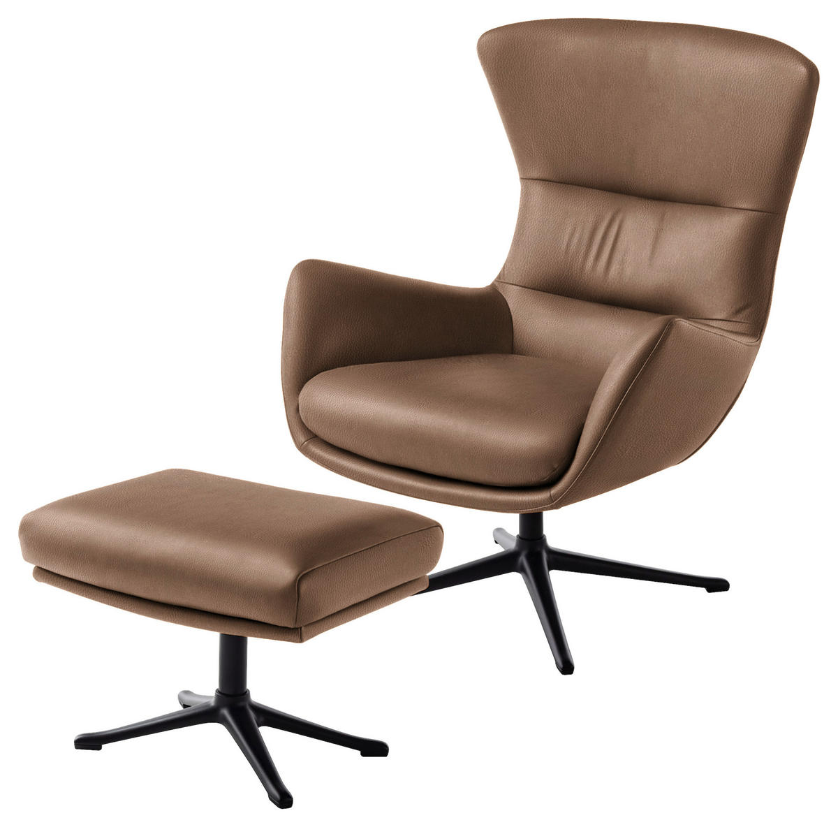 OHRENSESSEL in Hellbraun  - Hellbraun/Schwarz, Design, Leder/Metall (84/104/96cm) - home24