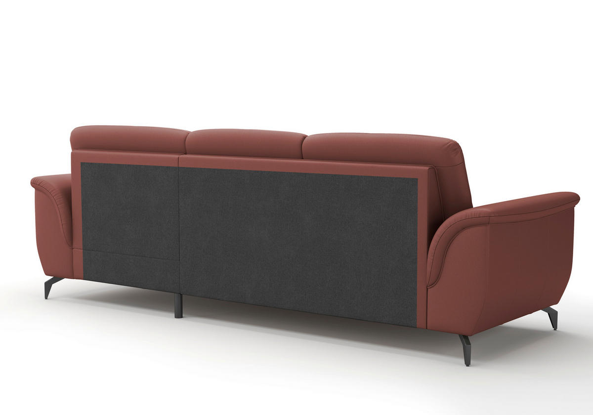 ECKSOFA ZORA E Rotbraun Kombination Echtleder/Stoff Vliesstoff  - Rotbraun/Schwarz, MODERN, Leder/Textil (262/164cm) - Sit & More