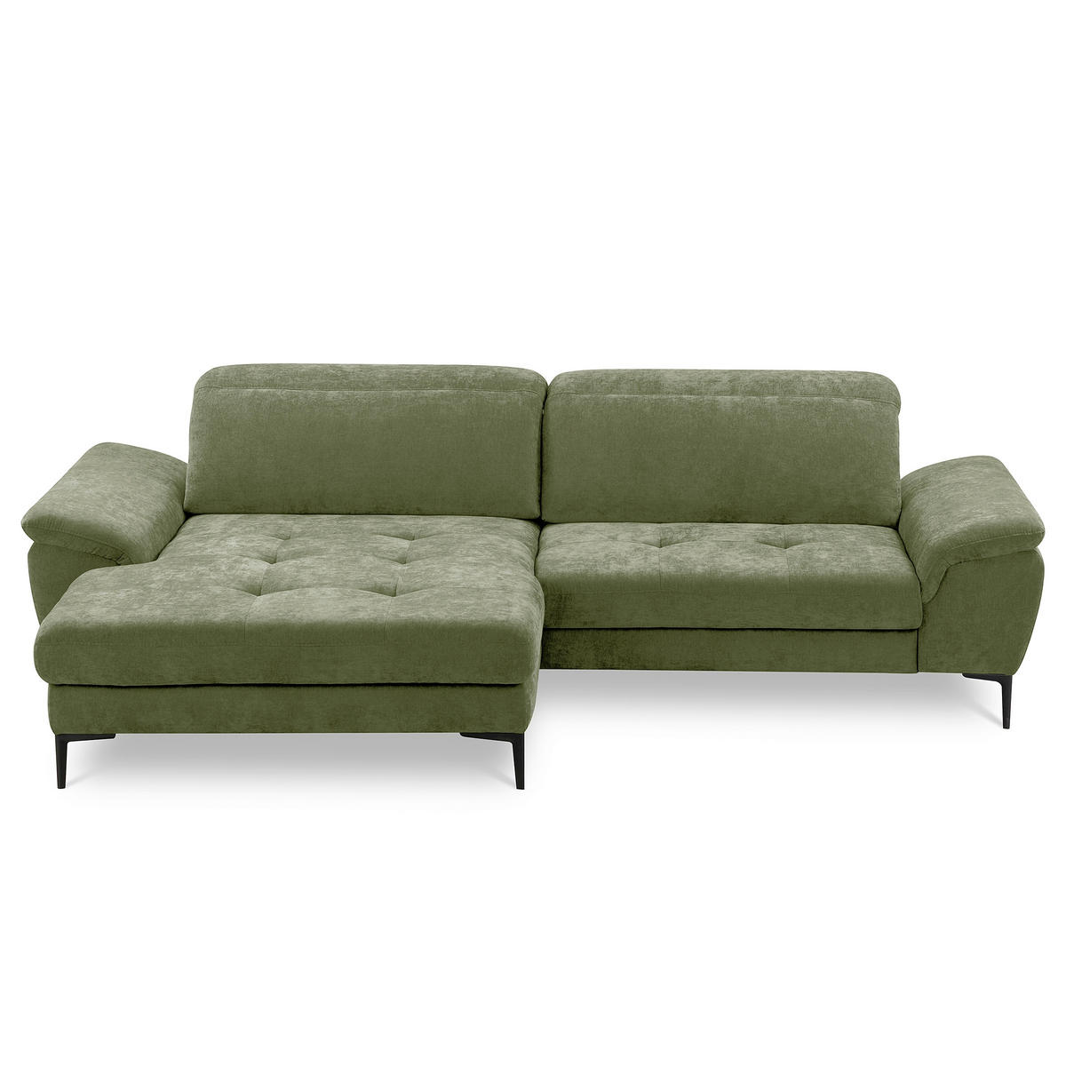 ECKSOFA  Webstoff Grün  - Schwarz/Grün, Design, Textil/Metall (195/268cm) - Livetastic